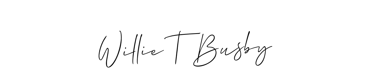 Allison_Script is a professional signature style that is perfect for those who want to add a touch of class to their signature. It is also a great choice for those who want to make their signature more unique. Get Willie T Busby name to fancy signature for free. Willie T Busby signature style 2 images and pictures png