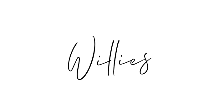 The best way (Allison_Script) to make a short signature is to pick only two or three words in your name. The name Willies include a total of six letters. For converting this name. Willies signature style 2 images and pictures png