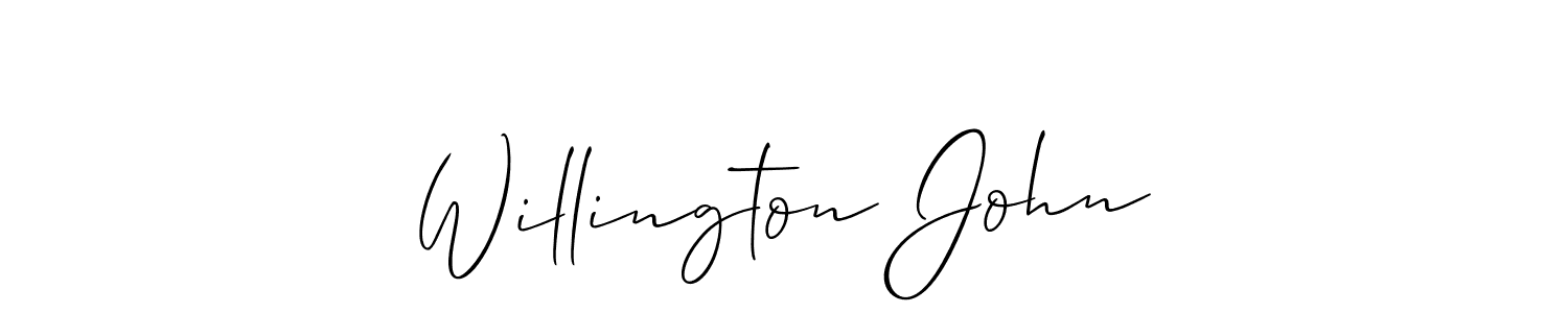 It looks lik you need a new signature style for name Willington John. Design unique handwritten (Allison_Script) signature with our free signature maker in just a few clicks. Willington John signature style 2 images and pictures png