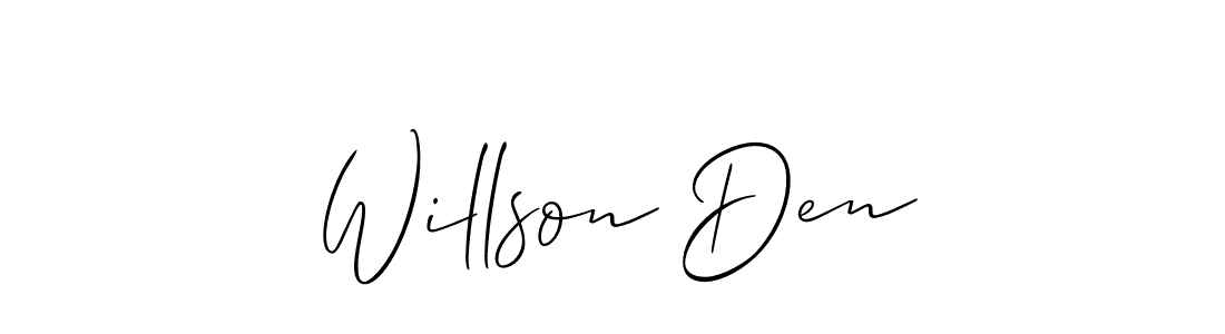 It looks lik you need a new signature style for name Willson Den. Design unique handwritten (Allison_Script) signature with our free signature maker in just a few clicks. Willson Den signature style 2 images and pictures png