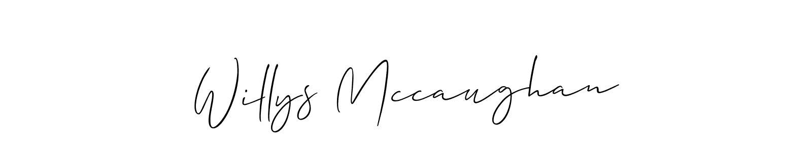 It looks lik you need a new signature style for name Willys Mccaughan. Design unique handwritten (Allison_Script) signature with our free signature maker in just a few clicks. Willys Mccaughan signature style 2 images and pictures png