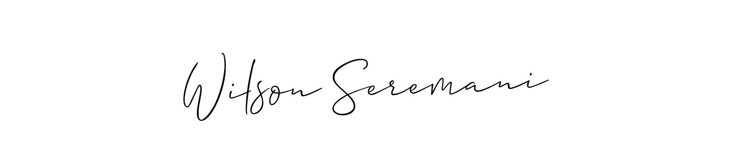 It looks lik you need a new signature style for name Wilson Seremani. Design unique handwritten (Allison_Script) signature with our free signature maker in just a few clicks. Wilson Seremani signature style 2 images and pictures png