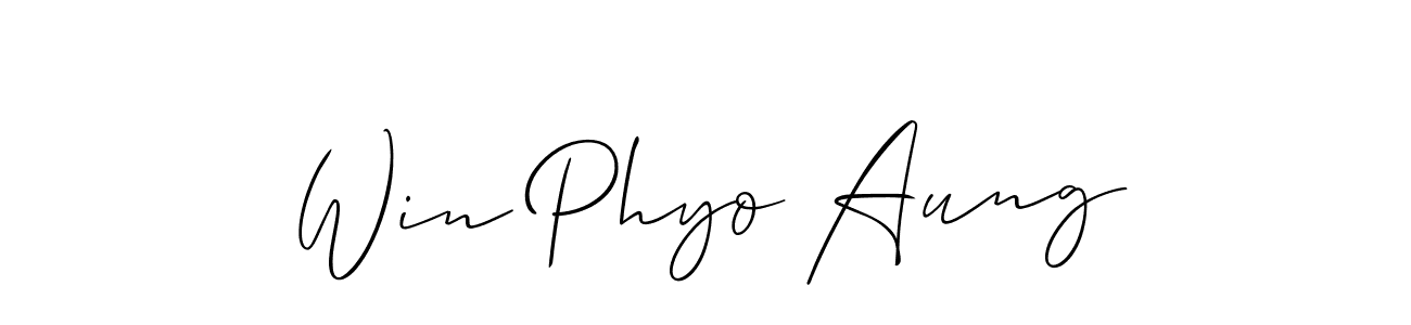 It looks lik you need a new signature style for name Win Phyo Aung. Design unique handwritten (Allison_Script) signature with our free signature maker in just a few clicks. Win Phyo Aung signature style 2 images and pictures png