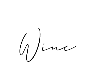 Make a beautiful signature design for name Winc. With this signature (Allison_Script) style, you can create a handwritten signature for free. Winc signature style 2 images and pictures png