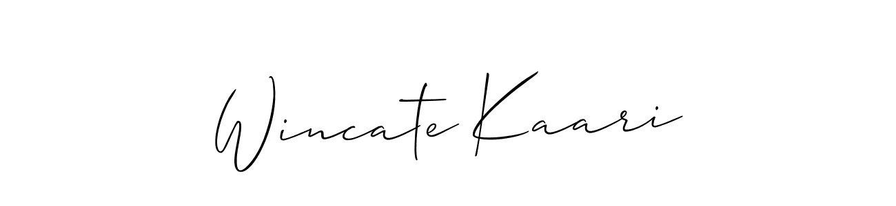 if you are searching for the best signature style for your name Wincate Kaari. so please give up your signature search. here we have designed multiple signature styles  using Allison_Script. Wincate Kaari signature style 2 images and pictures png