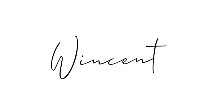 Make a beautiful signature design for name Wincent. With this signature (Allison_Script) style, you can create a handwritten signature for free. Wincent signature style 2 images and pictures png