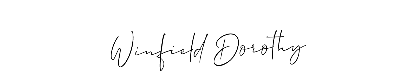 if you are searching for the best signature style for your name Winfield Dorothy. so please give up your signature search. here we have designed multiple signature styles  using Allison_Script. Winfield Dorothy signature style 2 images and pictures png