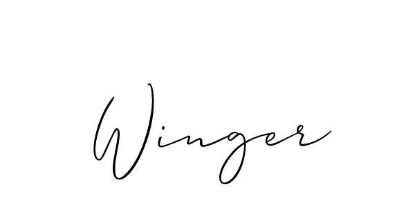 Use a signature maker to create a handwritten signature online. With this signature software, you can design (Allison_Script) your own signature for name Winger. Winger signature style 2 images and pictures png