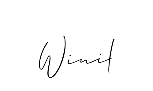 It looks lik you need a new signature style for name Winil. Design unique handwritten (Allison_Script) signature with our free signature maker in just a few clicks. Winil signature style 2 images and pictures png