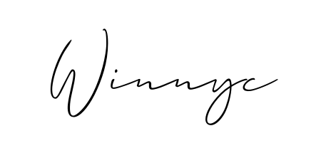 A modern signature idea for name Winnyc using Allison_Script font. Clean strokes and elegant curves make it stand out instantly. Winnyc signature style 2 images and pictures png