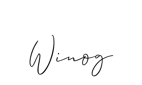 Allison_Script is a professional signature style that is perfect for those who want to add a touch of class to their signature. It is also a great choice for those who want to make their signature more unique. Get Winog name to fancy signature for free. Winog signature style 2 images and pictures png