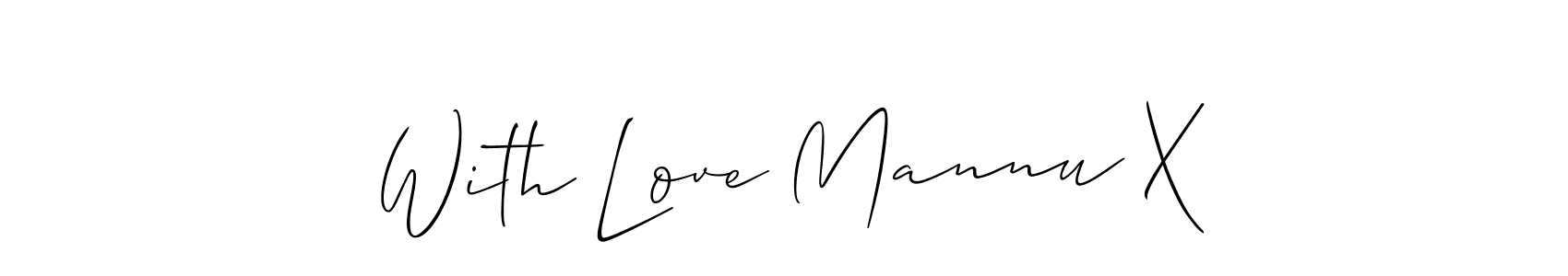 Make a short With Love Mannu X signature style. Manage your documents anywhere anytime using Allison_Script. Create and add eSignatures, submit forms, share and send files easily. With Love Mannu X signature style 2 images and pictures png