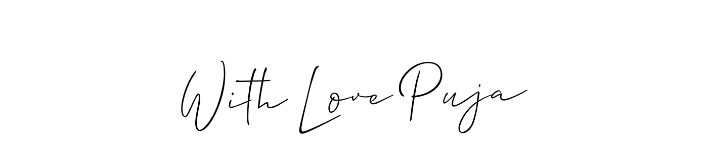 Here are the top 10 professional signature styles for the name With Love Puja. These are the best autograph styles you can use for your name. With Love Puja signature style 2 images and pictures png