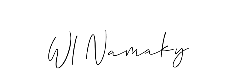 Allison_Script is a professional signature style that is perfect for those who want to add a touch of class to their signature. It is also a great choice for those who want to make their signature more unique. Get Wl Namaky name to fancy signature for free. Wl Namaky signature style 2 images and pictures png