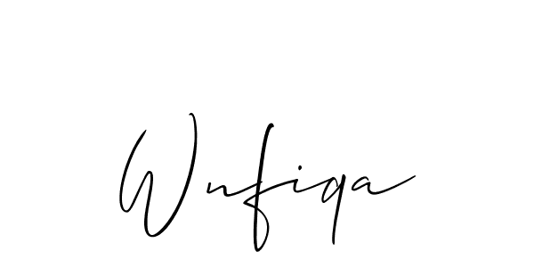 Allison_Script is a professional signature style that is perfect for those who want to add a touch of class to their signature. It is also a great choice for those who want to make their signature more unique. Get Wnfiqa name to fancy signature for free. Wnfiqa signature style 2 images and pictures png