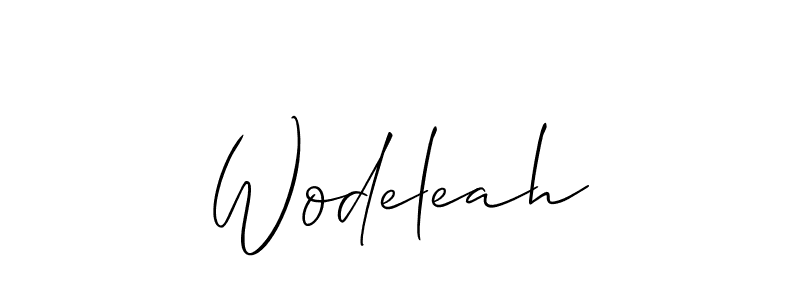 Design your own signature with our free online signature maker. With this signature software, you can create a handwritten (Allison_Script) signature for name Wodeleah. Wodeleah signature style 2 images and pictures png