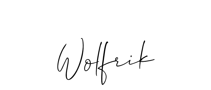 Allison_Script is a professional signature style that is perfect for those who want to add a touch of class to their signature. It is also a great choice for those who want to make their signature more unique. Get Wolfrik name to fancy signature for free. Wolfrik signature style 2 images and pictures png