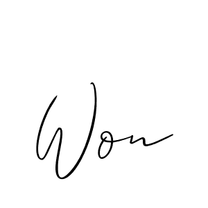 Make a beautiful signature design for name Won. With this signature (Allison_Script) style, you can create a handwritten signature for free. Won signature style 2 images and pictures png