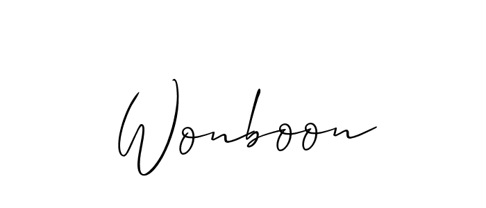 Make a short Wonboon signature style. Manage your documents anywhere anytime using Allison_Script. Create and add eSignatures, submit forms, share and send files easily. Wonboon signature style 2 images and pictures png