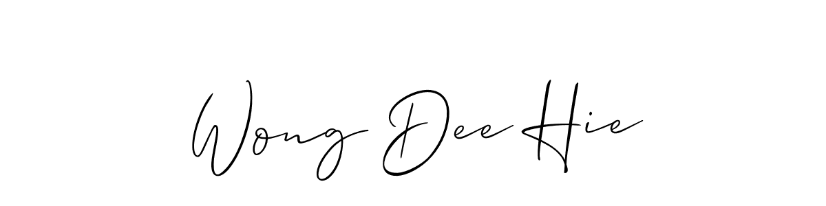 The best way (Allison_Script) to make a short signature is to pick only two or three words in your name. The name Wong Dee Hie include a total of six letters. For converting this name. Wong Dee Hie signature style 2 images and pictures png