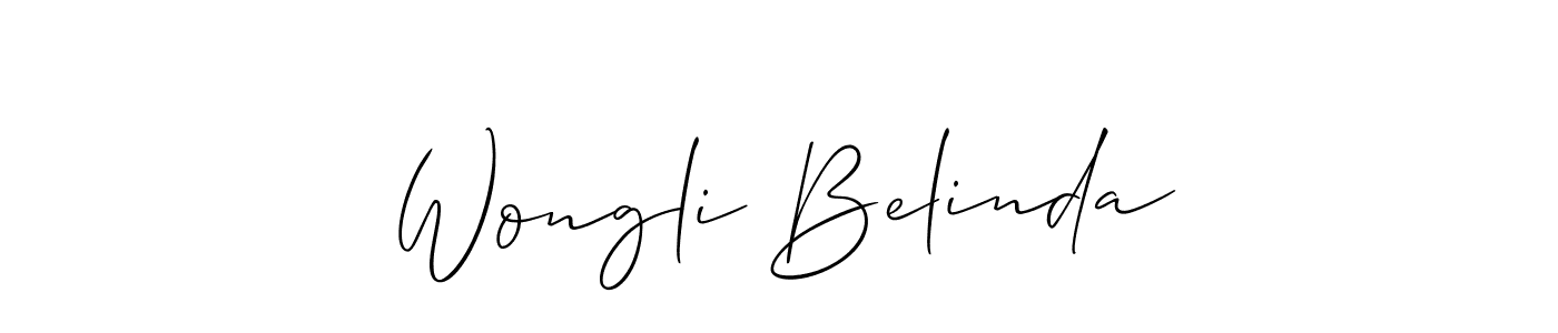 Allison_Script is a professional signature style that is perfect for those who want to add a touch of class to their signature. It is also a great choice for those who want to make their signature more unique. Get Wongli Belinda name to fancy signature for free. Wongli Belinda signature style 2 images and pictures png