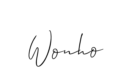 Design your own signature with our free online signature maker. With this signature software, you can create a handwritten (Allison_Script) signature for name Wonho. Wonho signature style 2 images and pictures png