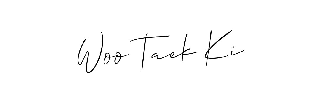 How to make Woo Taek Ki signature? Allison_Script is a professional autograph style. Create handwritten signature for Woo Taek Ki name. Woo Taek Ki signature style 2 images and pictures png