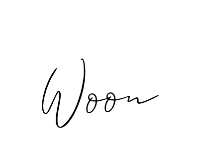 How to make Woon name signature. Use Allison_Script style for creating short signs online. This is the latest handwritten sign. Woon signature style 2 images and pictures png