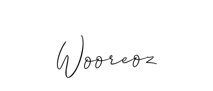 How to make Wooreoz signature? Allison_Script is a professional autograph style. Create handwritten signature for Wooreoz name. Wooreoz signature style 2 images and pictures png