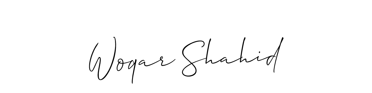 Woqar Shahid stylish signature style. Best Handwritten Sign (Allison_Script) for my name. Handwritten Signature Collection Ideas for my name Woqar Shahid. Woqar Shahid signature style 2 images and pictures png