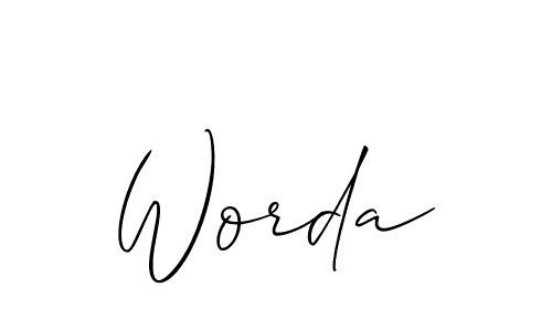 Design your own signature with our free online signature maker. With this signature software, you can create a handwritten (Allison_Script) signature for name Worda. Worda signature style 2 images and pictures png