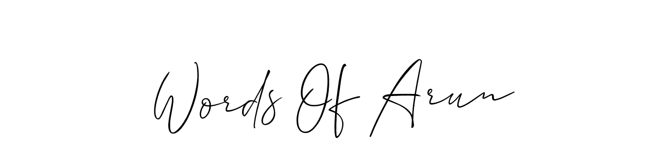 How to Draw Words Of Arun signature style? Allison_Script is a latest design signature styles for name Words Of Arun. Words Of Arun signature style 2 images and pictures png