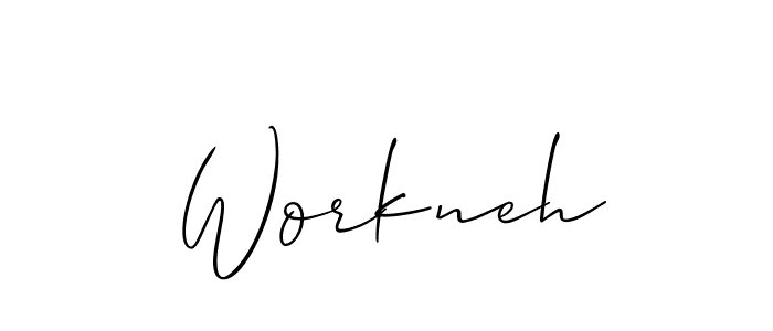 Also we have Workneh name is the best signature style. Create professional handwritten signature collection using Allison_Script autograph style. Workneh signature style 2 images and pictures png