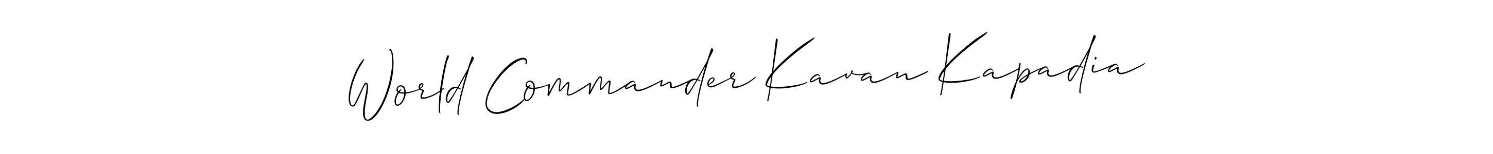 How to make World Commander Kavan Kapadia name signature. Use Allison_Script style for creating short signs online. This is the latest handwritten sign. World Commander Kavan Kapadia signature style 2 images and pictures png