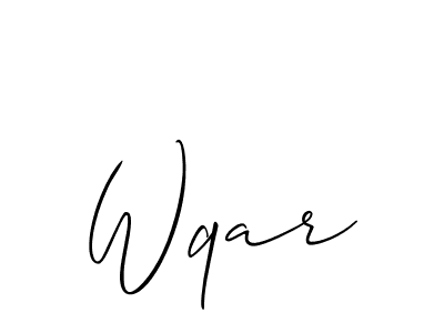 The best way (Allison_Script) to make a short signature is to pick only two or three words in your name. The name Wqar include a total of six letters. For converting this name. Wqar signature style 2 images and pictures png