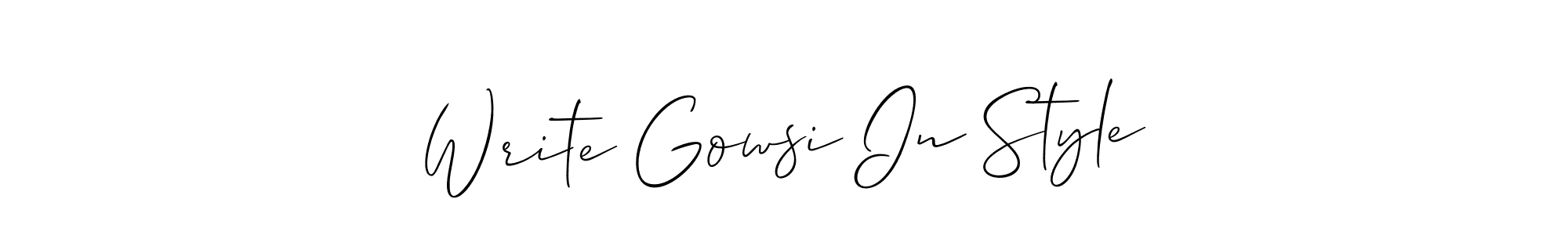 How to make Write Gowsi In Style signature? Allison_Script is a professional autograph style. Create handwritten signature for Write Gowsi In Style name. Write Gowsi In Style signature style 2 images and pictures png
