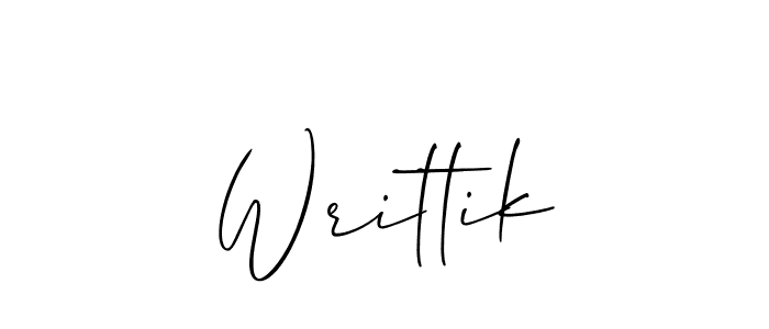 The best way (Allison_Script) to make a short signature is to pick only two or three words in your name. The name Writtik include a total of six letters. For converting this name. Writtik signature style 2 images and pictures png