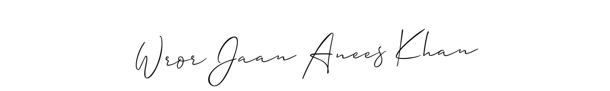 You can use this online signature creator to create a handwritten signature for the name Wror Jaan Anees Khan. This is the best online autograph maker. Wror Jaan Anees Khan signature style 2 images and pictures png