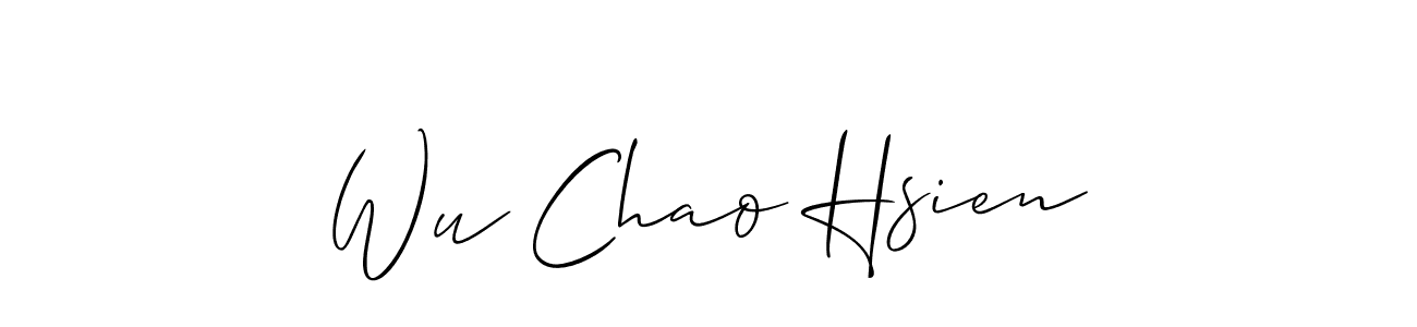 Create a beautiful signature design for name Wu Chao Hsien. With this signature (Allison_Script) fonts, you can make a handwritten signature for free. Wu Chao Hsien signature style 2 images and pictures png