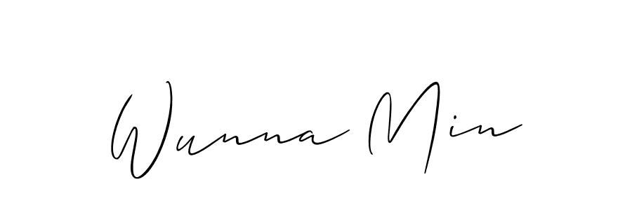Use a signature maker to create a handwritten signature online. With this signature software, you can design (Allison_Script) your own signature for name Wunna Min. Wunna Min signature style 2 images and pictures png
