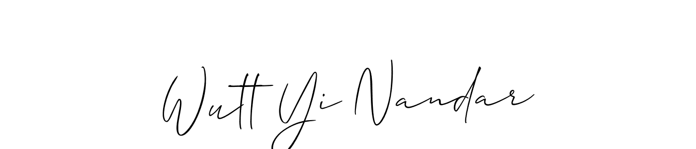 How to make Wutt Yi Nandar name signature. Use Allison_Script style for creating short signs online. This is the latest handwritten sign. Wutt Yi Nandar signature style 2 images and pictures png