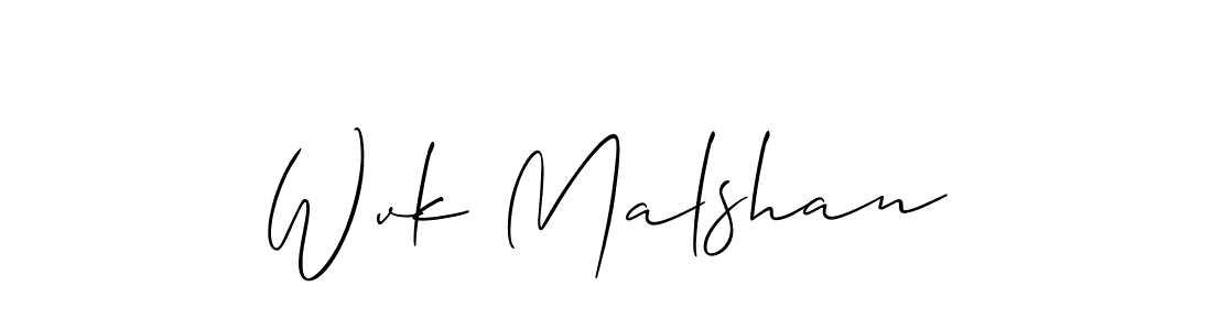 if you are searching for the best signature style for your name Wvk Malshan. so please give up your signature search. here we have designed multiple signature styles  using Allison_Script. Wvk Malshan signature style 2 images and pictures png