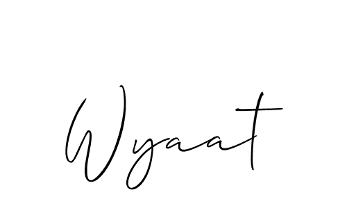 The best way (Allison_Script) to make a short signature is to pick only two or three words in your name. The name Wyaat include a total of six letters. For converting this name. Wyaat signature style 2 images and pictures png