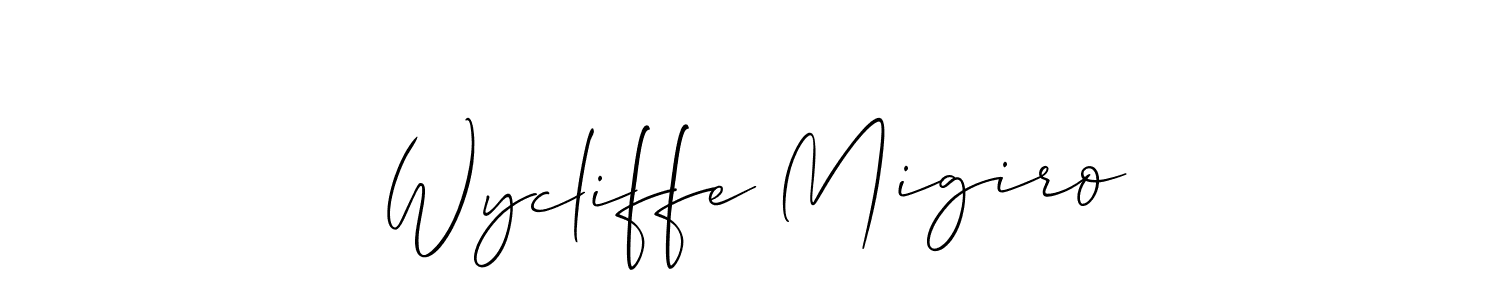 How to make Wycliffe Migiro signature? Allison_Script is a professional autograph style. Create handwritten signature for Wycliffe Migiro name. Wycliffe Migiro signature style 2 images and pictures png