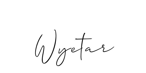 Wyetar stylish signature style. Best Handwritten Sign (Allison_Script) for my name. Handwritten Signature Collection Ideas for my name Wyetar. Wyetar signature style 2 images and pictures png