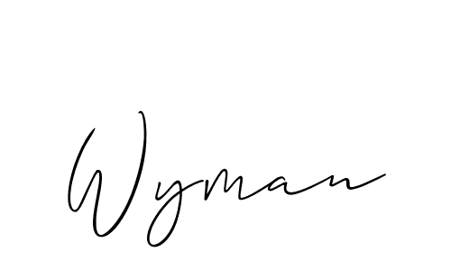 Create a beautiful signature design for name Wyman. With this signature (Allison_Script) fonts, you can make a handwritten signature for free. Wyman signature style 2 images and pictures png