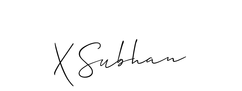 How to make X Subhan name signature. Use Allison_Script style for creating short signs online. This is the latest handwritten sign. X Subhan signature style 2 images and pictures png