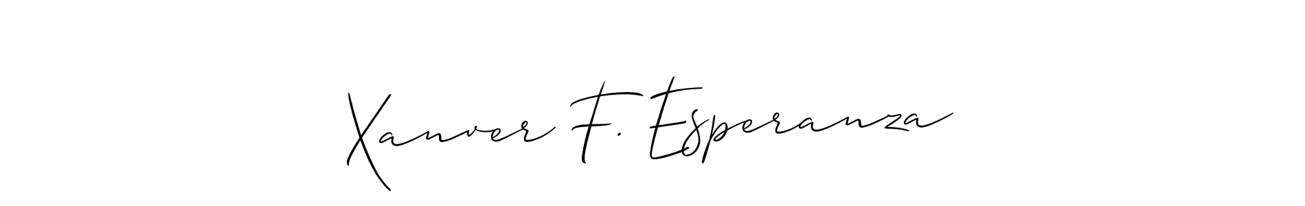 Create a beautiful signature design for name Xanver F. Esperanza. With this signature (Allison_Script) fonts, you can make a handwritten signature for free. Xanver F. Esperanza signature style 2 images and pictures png