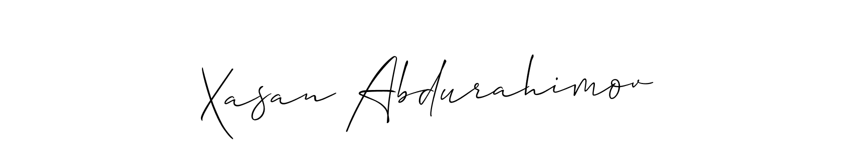 Make a beautiful signature design for name Xasan Abdurahimov. With this signature (Allison_Script) style, you can create a handwritten signature for free. Xasan Abdurahimov signature style 2 images and pictures png
