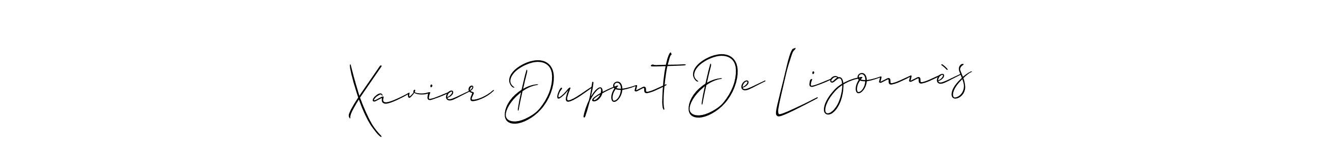 You should practise on your own different ways (Allison_Script) to write your name (Xavier Dupont De Ligonnès) in signature. don't let someone else do it for you. Xavier Dupont De Ligonnès signature style 2 images and pictures png